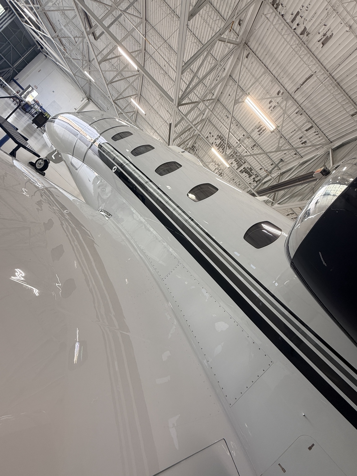 Glossy aircraft finish after detailing and paint protection