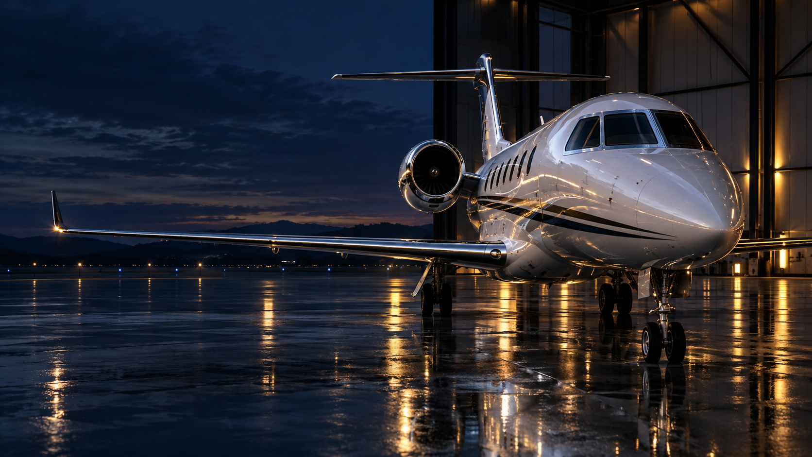 Executive aircraft in a hangar in Wichita